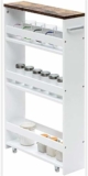 4 Tier Storage Cart, White, 5.1″ Wide, Compact and Space-saving Design