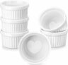 Set of 6 Heart Bottom Ceramic Ramekins 4 oz