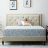 LUCID Twin Bed Frame with Headboard – Upholstered Platform – No Box Spring Needed– Pearl