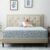 LUCID Twin Bed Frame with Headboard – Upholstered Platform – No Box Spring Needed– Pearl