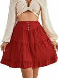 Women’s Casual High Waist A Line Skirt, Large