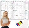 4 Months Dry Erase Calendar for Wall, 52″ x 36” with Stickers & Makers