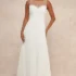 Ravishing Romance White Embroidered Feather Bustier Maxi Dress