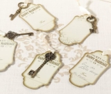 Lillian Rose Bronze Guest Book Alternative Vintage Key Tags (24 Keys & 24 Tags with Ribbons)