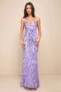 Limitless Glamour Lavender Sequin Lace-Up Maxi Dress