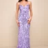 Radiant Reflection Light Blue Sequin Tulle Strapless Maxi Dress