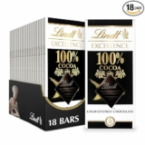 18-Pack Lindt EXCELLENCE 100% Cocoa Dark Chocolate Bar, Dark Chocolate Candy, 1.7 oz.