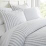 3-Pc Linen Market Duvet Cover Set, Rugged Stripes Light Gray, King/California King