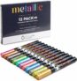 12-Pc Metallic Liquid Chalk Markers Set with Reversible Tip + 30-Ct Reusable Chalkboard Stickers