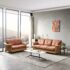 Set of 2 3-Seater Sectional Faux Leather Mid-Century Sofa + 2-Seater Loveseat