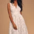 Women’s Perfectly Serene White Eyelet Ruffled Tie-Back Midi Dress