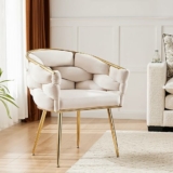 Luxury French Weave Accent Chair with Metal Legs