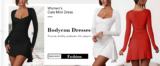 omen’s Sexy Square Neck Long Sleeve Drawstring Ruched Bodycon Mini Dress