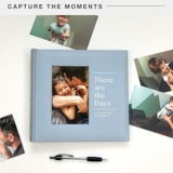 MCS These Are The Days Photo Album Holds 200 4×6 Photos with Memo Space, Blue Linen, Clear Side-Loading Pockets