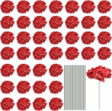 64-Set Silk Artificial Hydrangea Flowers, Red