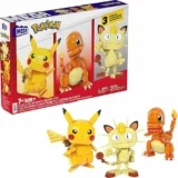 MEGA Pokémon Building Toys Set Kanto Region Trio with 529 Pieces and 3 Poseable Characters, 4 Inches Tall