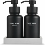 2-Pack Glass Foaming Soap Dispenser 14 Oz  w/ Tray