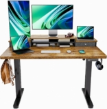 Marsail Monitor Standing Desk with Storage, 48 Inch, Rustic Brown