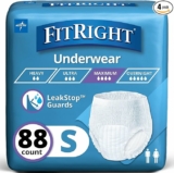 88-Count Medline Protection Plus Super Protective Adult Underwear, Small