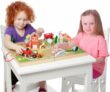 Melissa & Doug 17-Piece Wooden Tabletop Farm Playset With 4 Vehicles, Grain House & Play Pieces