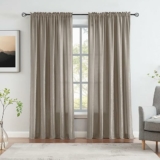 2-Panels Melodieux Taupe Velvety Semi Sheer Curtains 84 Inch