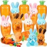 12-Sets of Refillable Plastic Carrots w/ Small Rabbit Plush