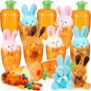 12-Sets of Refillable Plastic Carrots w/ Small Rabbit Plush