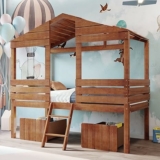 Twin Montessori Loft Bed Frame with Drawers and Ladder