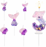 6-Pc Mermaid Number Candles w/ Number 3