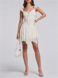 Women’s Lace Asymmetrical Hem Short Dress