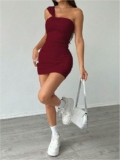 Women’s One Shoulder Ruched Bodycon Dress