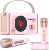 Mini Karaoke Machine with 2 Wireless Microphones and Charging Pod