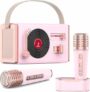 Mini Karaoke Machine with 2 Wireless Microphones and Charging Pod