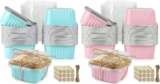 50-Sets Mini Square Baking Cups with Lids, 5oz