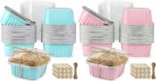 50-Sets Mini Square Baking Cups with Lids, 5oz