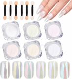 6-Colors White Pearl Chrome Nail Powder Kit