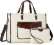 2-Pc Tote Bag Canvas Laptop Bag & Clutch Pouch Set