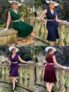 Women’s Retro V-Neck Business Ruffle Style Cocktail Party Dress