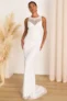 Women’s Modern Fairytale White Mesh Beaded Sequin Mermaid Maxi Dress