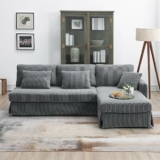 87″ Modern L-Shaped Corduroy Sofa with Reversible Chaise