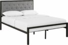 Modway Mia Upholstered Brown Beige Tufted Platform Bed with Metal Slat Support, Full Size