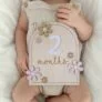 Wooden Monthly Baby Milestone Signs Cards- 1-12 Months (Flower)