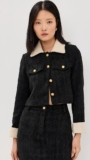 Moon River Women’s Long Sleeve Gold Button Closure Cropped Blazer