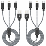 2-Pack 3-in-1 Multi Charging Cable 4ft