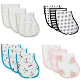 3-Pack Muslin Burp Cloths, Burpy Bib Set