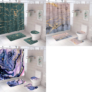 4-Pc Marble Shower Curtain Sets with Non-Slip Rug