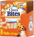 8-Pack 8-Count INABA Churu Bites for Dogs, Grain-Free, Soft/Chewy Baked Chicken Wrapped Churu Filled Dog Treats with Vitamin E