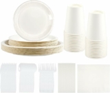 192 Pieces Biodegradable Disposable Dinnerware Kit for 24-Guests (Includes Cups, Napkins, Straws, & More)