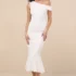 Exemplary Romance White Textured Backless Trumpet Hem Maxi Dress