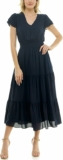 Nanette Nanette Lepore Womens Tiered Pull on Fully Lined Dress with Smock Waist and Pleated Flutter Sleeve